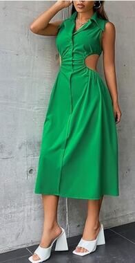 Micas Midi large Green cut out sides dress NWT